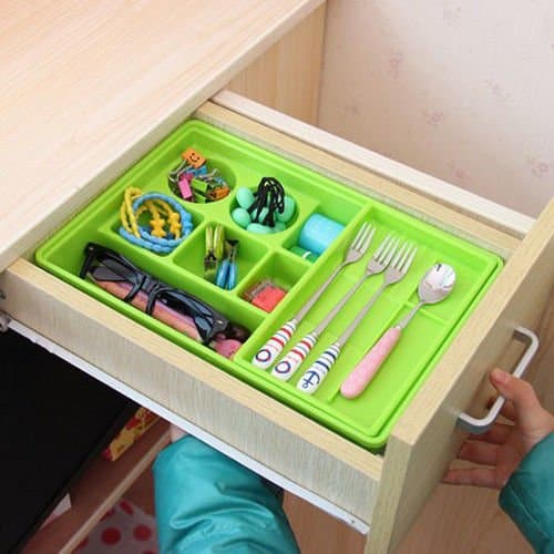 Plastic Storage Drawer Units Multifunction Stationery Office Organizer Box Cosmetics Storage Box Sundry Box 31cmx21cm 1pcs (Green)