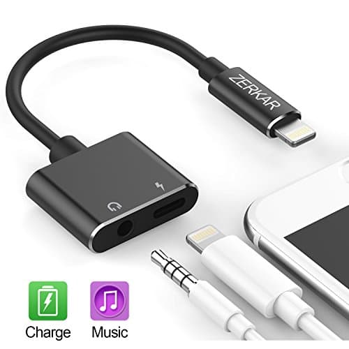 iPhone 7 Headphone Adapter iphone dongle 3.5mm Jack Metal Case Headphone Audio Adapter 2.4A Quick Charge Earphones Splitter - compatible with IOS 11 (No Calling Feature or Data Transfer Ability）ZERKAR