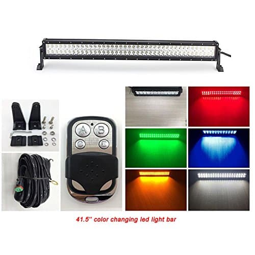 Vivid Light Bars 41.5 inch Color Changing Strobe Straight Led Light Bar with Wireless Remote Offroad Truck SUV ATV (White/Amber)