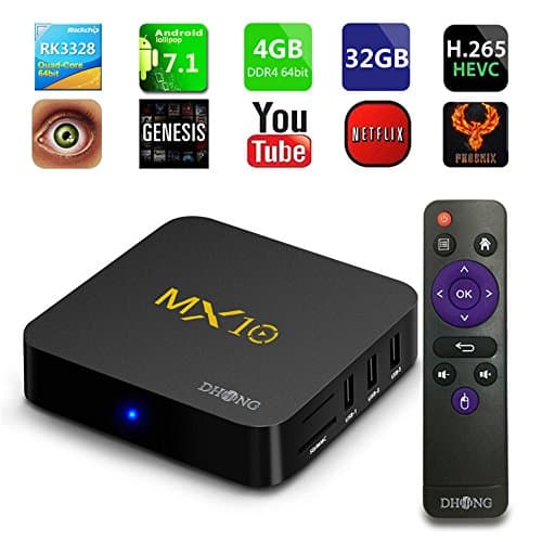DHong Android OS 9.0 TV Box MX10 Streaming Media Player, Rockchip RK3328 4G/64G 3D 4K HDR HLG Video Playing Network Set-top TV Box (4G+64G)