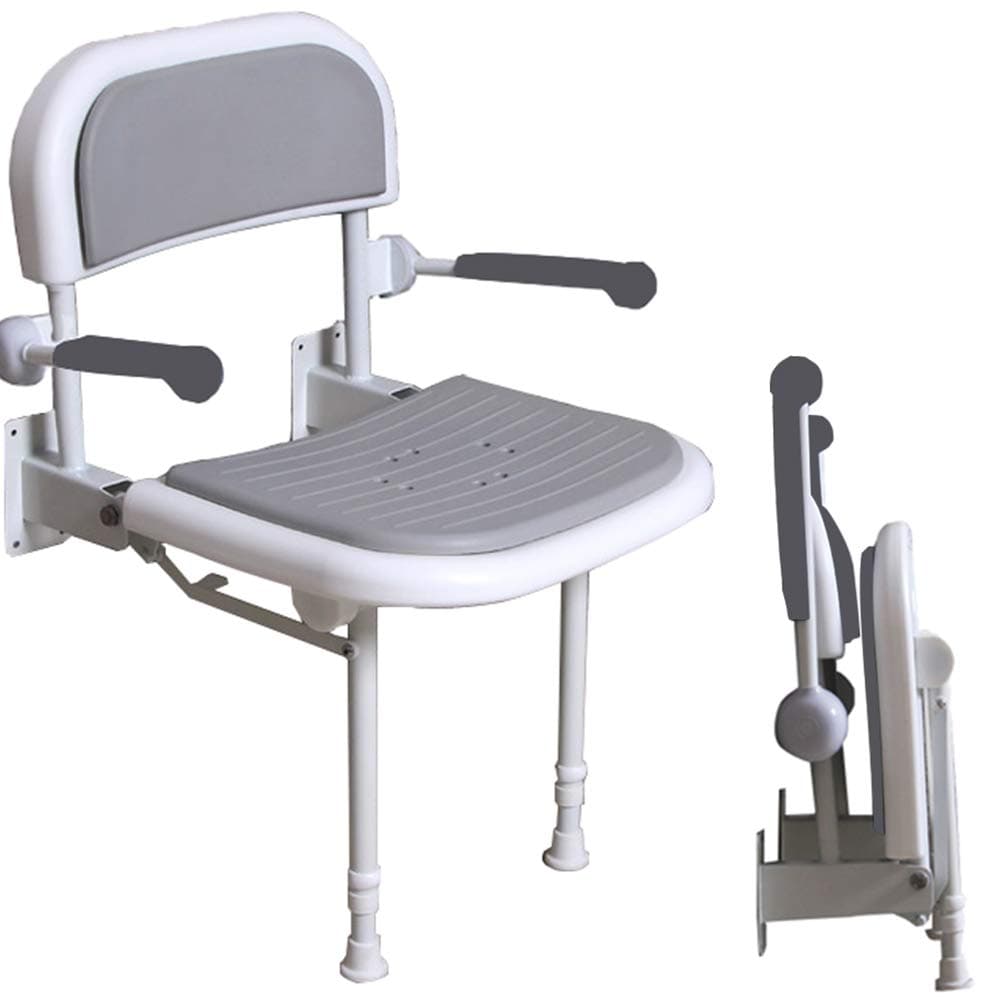 Folding Shower Seat Attachment - Durable, Foldable Luxury Bath Seats with Wall Mounted Chrome Brackets - Chairs for Showering for Disabled,Adults, Elderly, and Seniors - Holds Up to 500 Lbs