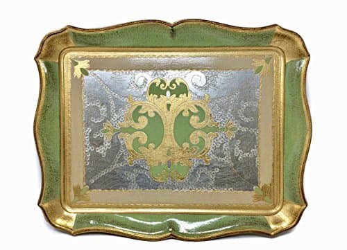 Authentic Florentine Gilded Rectangle Tray, Green, Medium