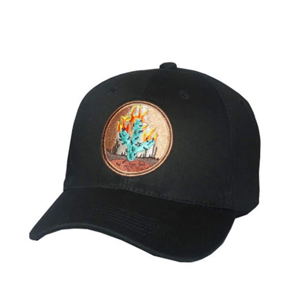 Selcet Black Cotton Embroidered Cactus Dad Hat Adjustable Strapback Twill Baseball Cap