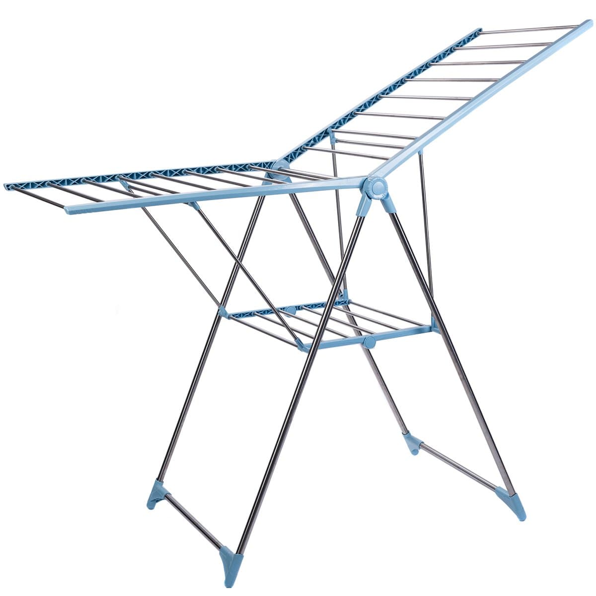 Drynatural Foldable Drying Rack Extra Large Collapsible Laundry Dryer Sweater Baby Clothes Quilt Blanket Rack Hanging Laundry, Blue & White