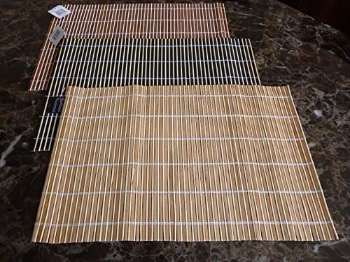 Bamboo Place Mats Table Place mats Large Serving Dining Roll Up Mats 30cm x 44.5cm ( Black )