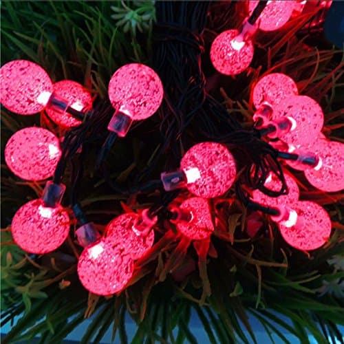 Solalight 30LED 6M Solar Balls String Light Outdoor Waterproof LED lights Decorative for Christmas / Garden / Home - Festive Bubble Lighting - Red