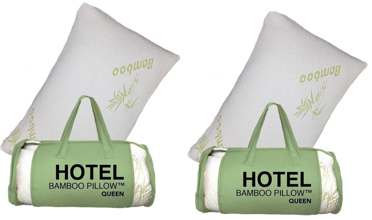 2 PACK Queen Hotel Bamboo Pillow Memory Foam Hypoallergenic Cool Comfort NEW
