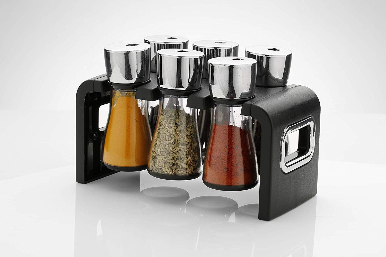 Roseleaf Spice Rack, Masala Rack, Spice Rack, Spice Jar, Spice Container, Masala Container,Condiment Set of 6 Piece Spice Set (Plastic)