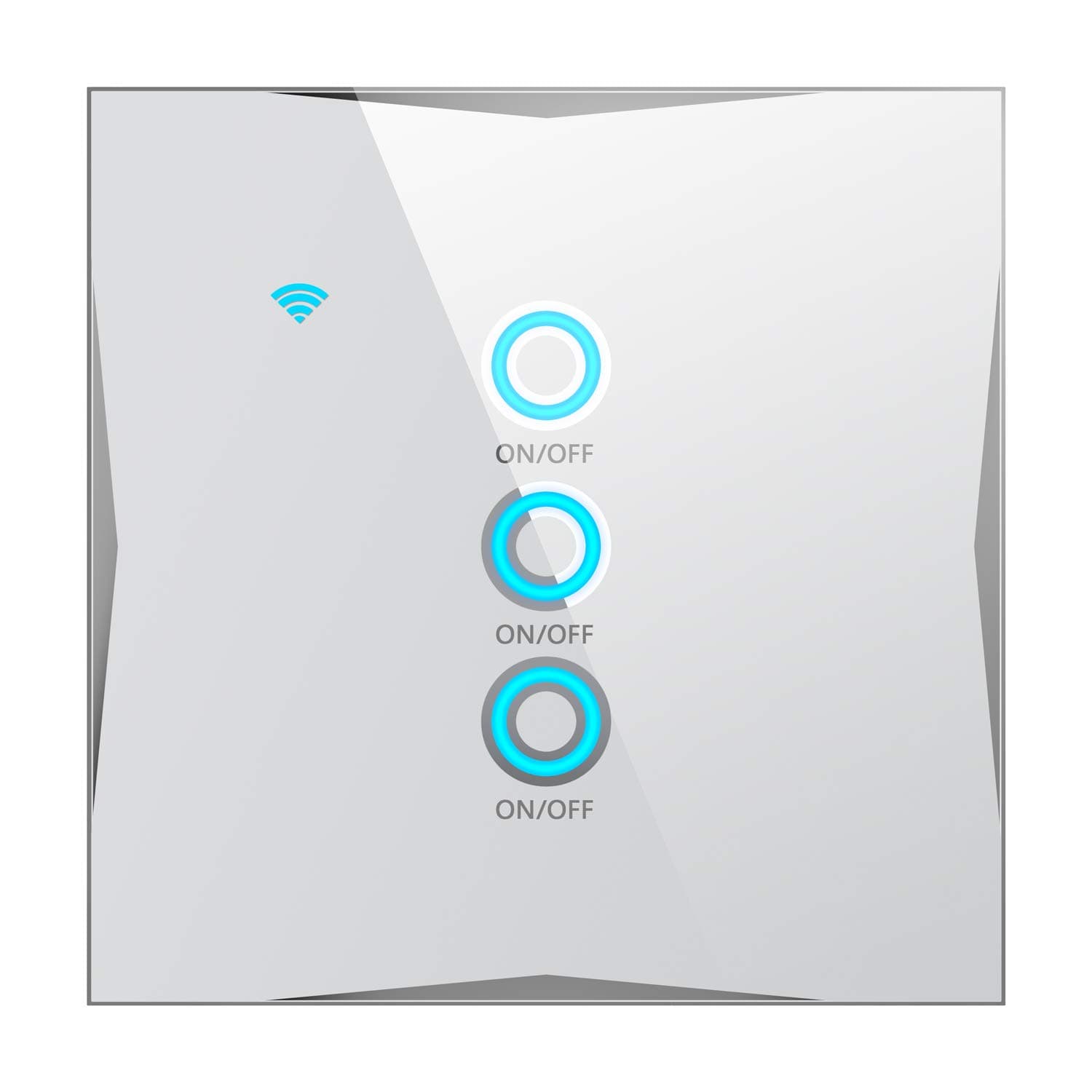 WiFi Smart Wall Light Switch, Compatible with Amazon Alexa, Google Home, IFTTT, App and Voice Control, Touch Tempered Glass Panel, No hub Required (Need Neutral Wire) (3 Gang 1 Way, White)