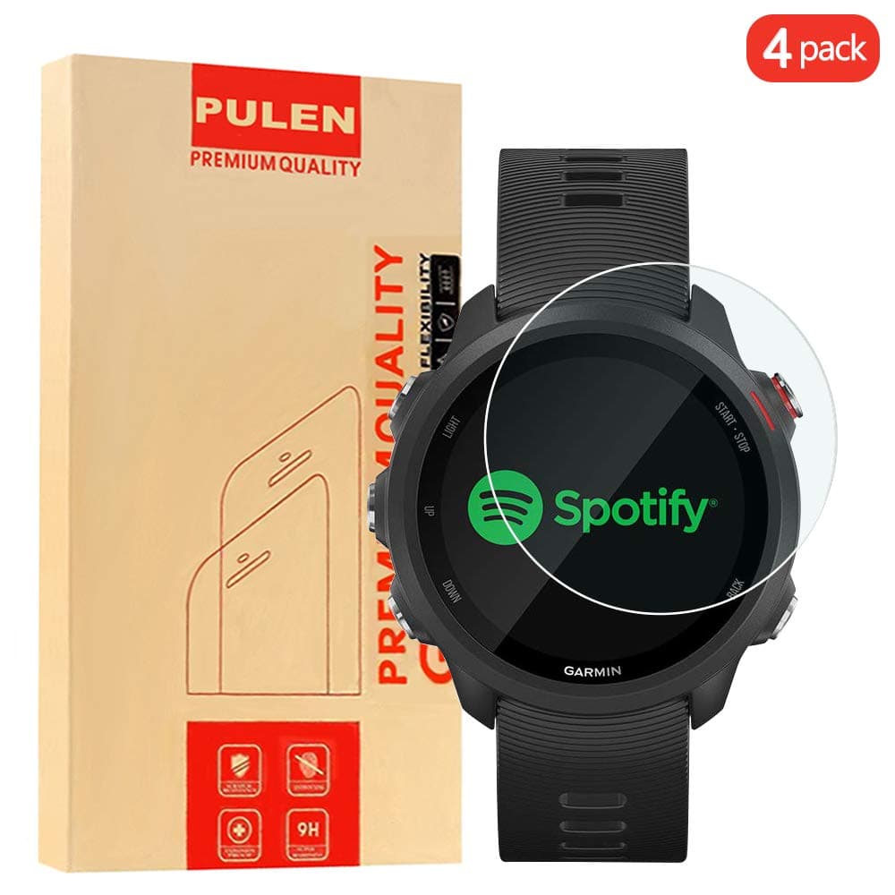 PULEN [4 Pack] Compatible with Garmin Forerunner 245 Music Screen Protector, Premium Quality Tempered Glass [Bubble Free][Anti-Fingerprint][Easy-Install] HD Scratch Resistance Film