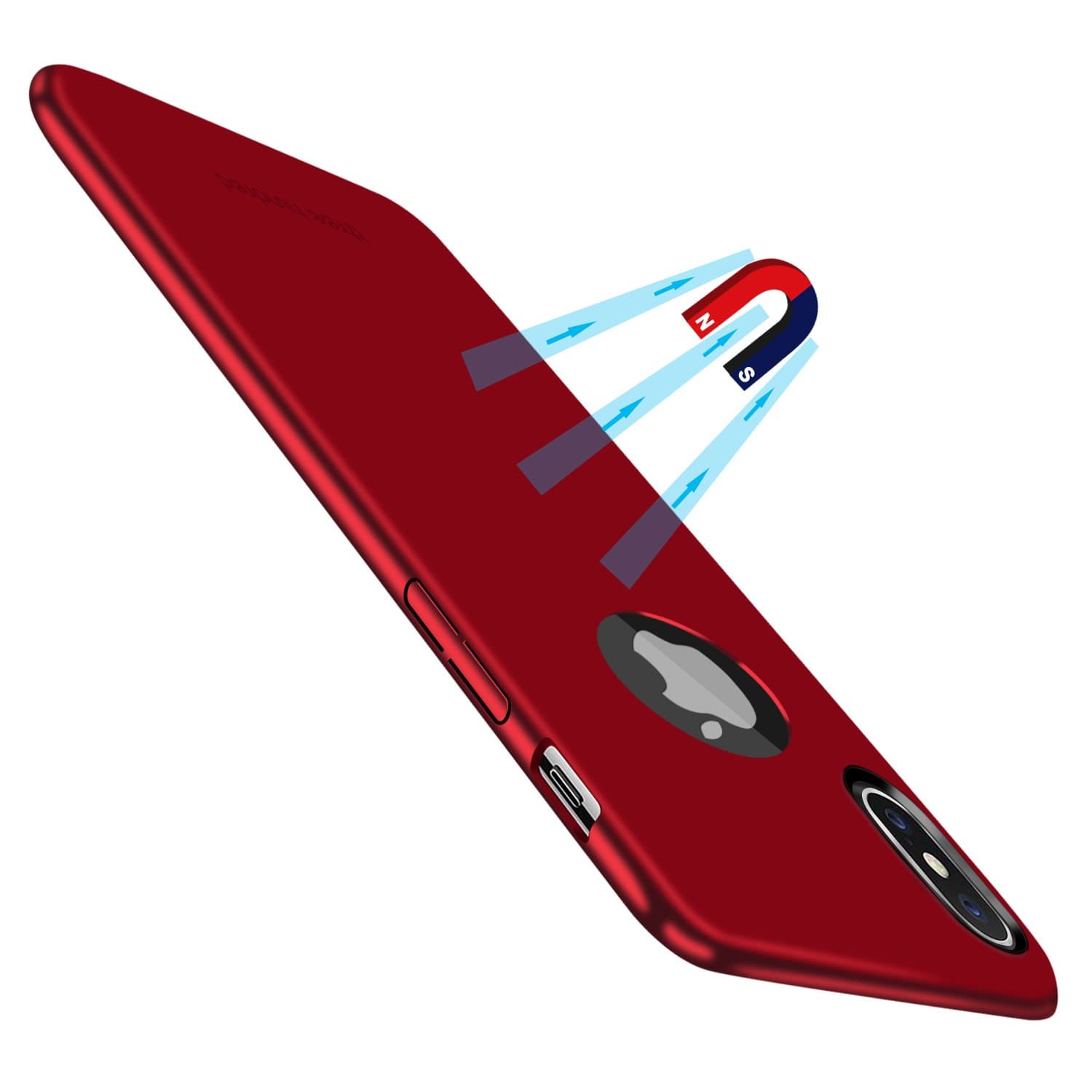 ThreeHundred Slim Fit iPhone X Case with Premium Matte Finish Coating Excellent Grip and Work with Magnetic Car Mount [B-MP] Compatible for Apple iPhone X (2017) - Metallic Red