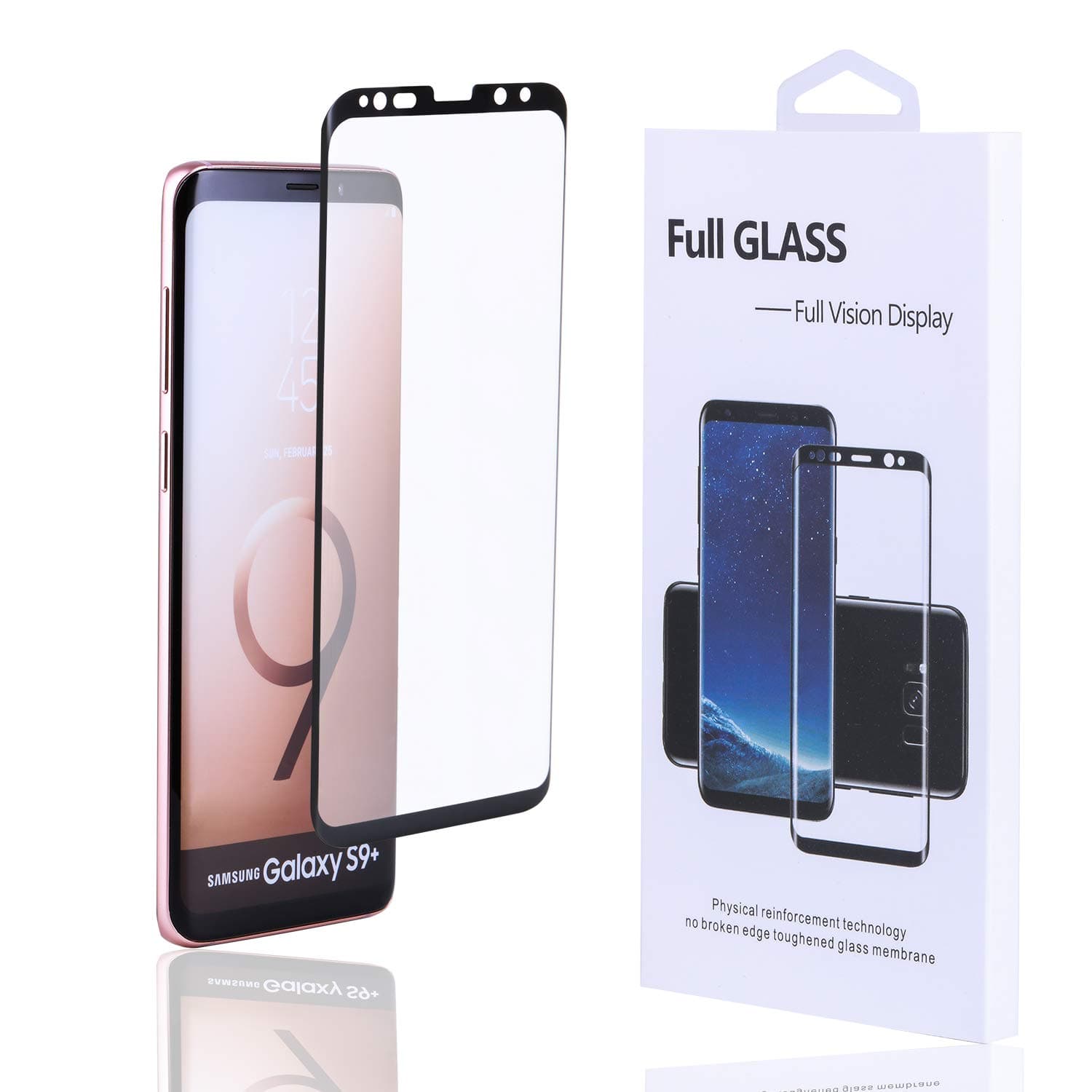 Fujunkang Anti-Scratch Full Coverage Protection Screen Protector [Full Glue Tempered Glass] for Samsung Galaxy S9 Plus (2019)-Black