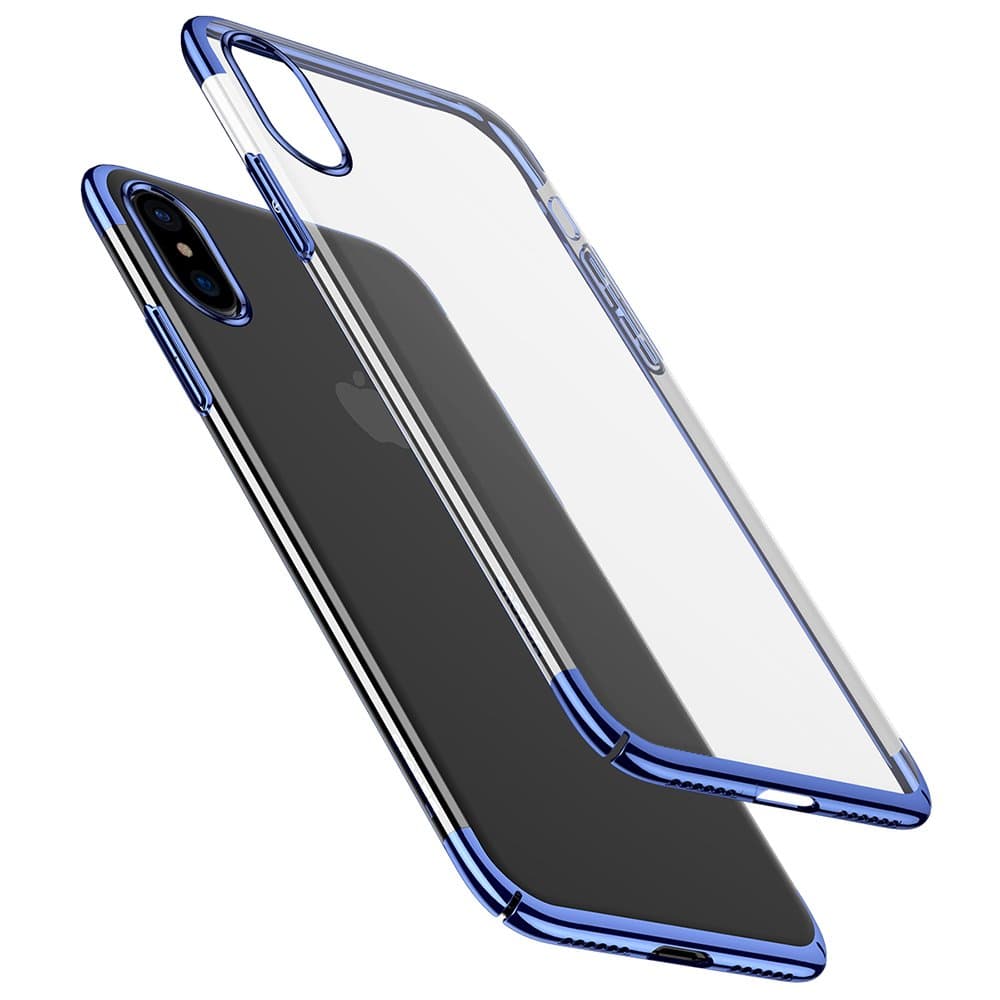 iPhone X Case, [Glitter] [Electroplating] [Metallic Finishing] [Scratch Resist] [Crystal Clear] Transparent Ultra Slim Case Cover for Apple iPhone X - Navy Blue
