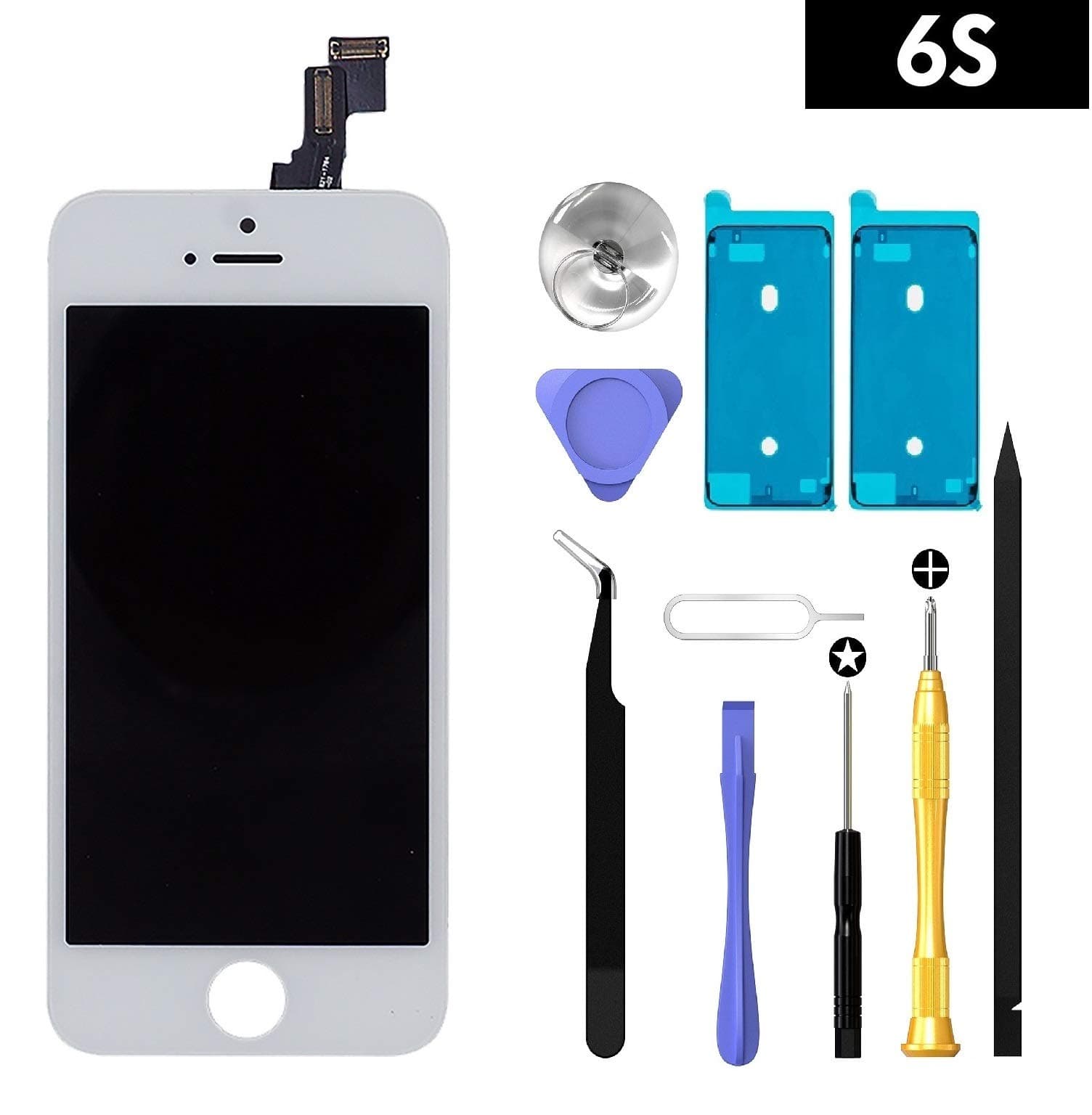 Screen Replacement for iPhone 6S (A1633, A1688, A1700) White LCD Display 4.7" with Complete Replacement Toolkit by Loctus