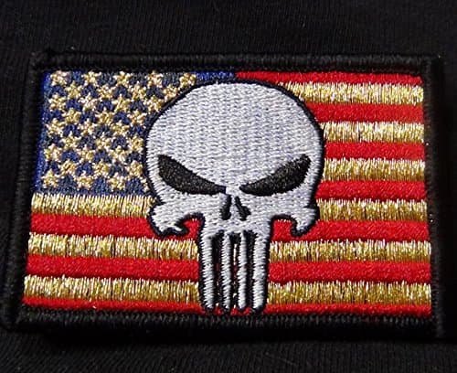 Punisher USA flag 3"x2" inches Hook and Loop backing tactical