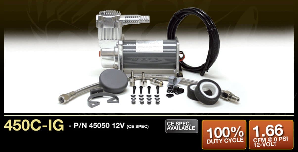 VIAIR 450C IG Series Compressor Kit 12V, CE, Intercooler Head, 100% Duty, Sealed