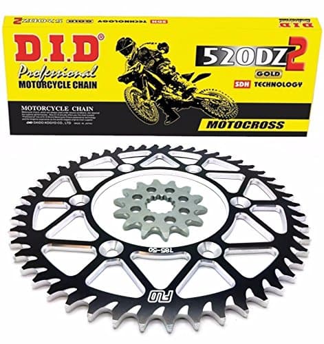 D.I.D. Gold Motocross Chain Sprocket Combo Kit 49/13T CRF450 CRF450R CR250R CR500 (Black)