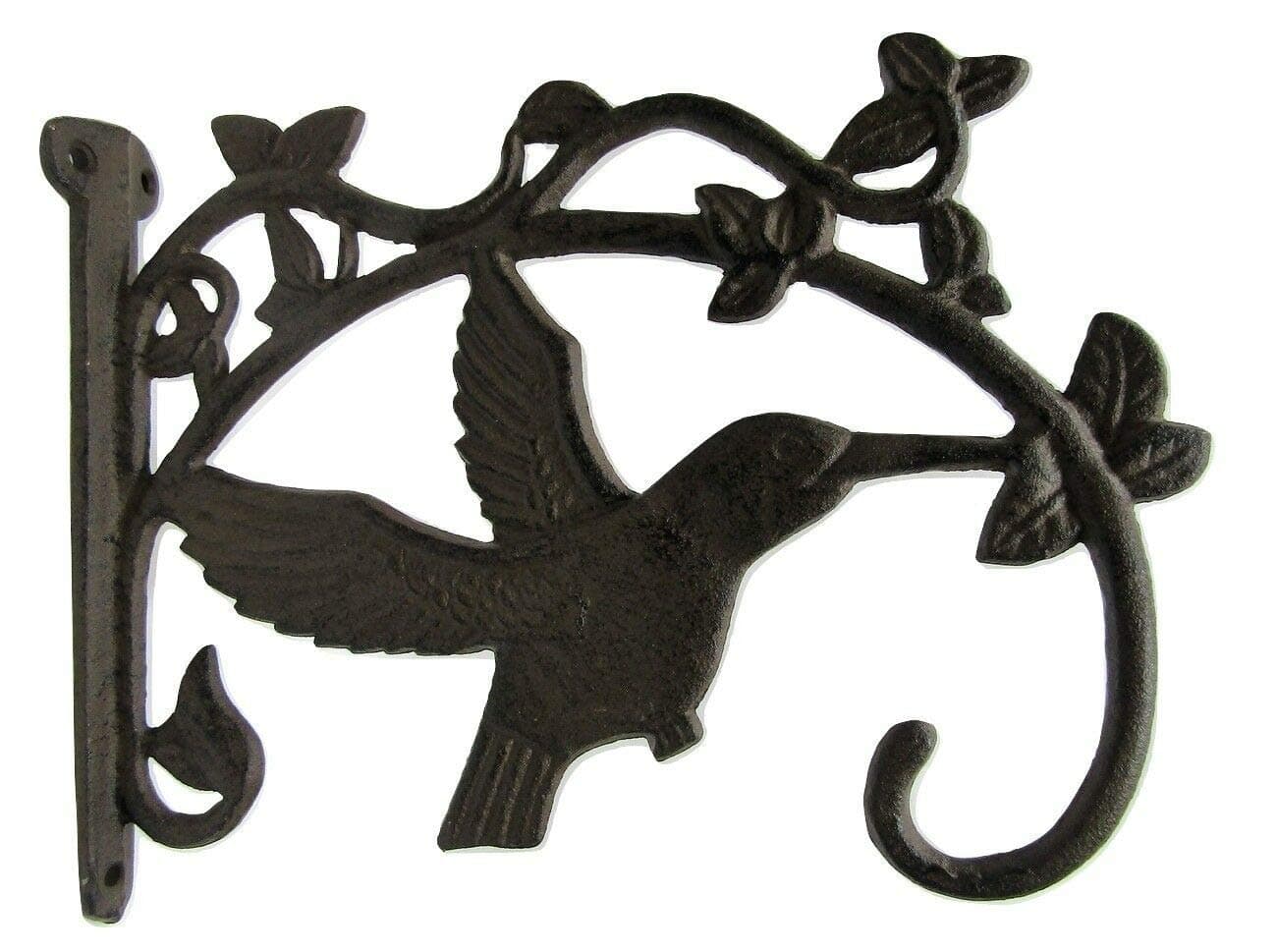 Plant Hanger Holder Hook Rustic Cast Iron 10 x 9 inch Hummingbird