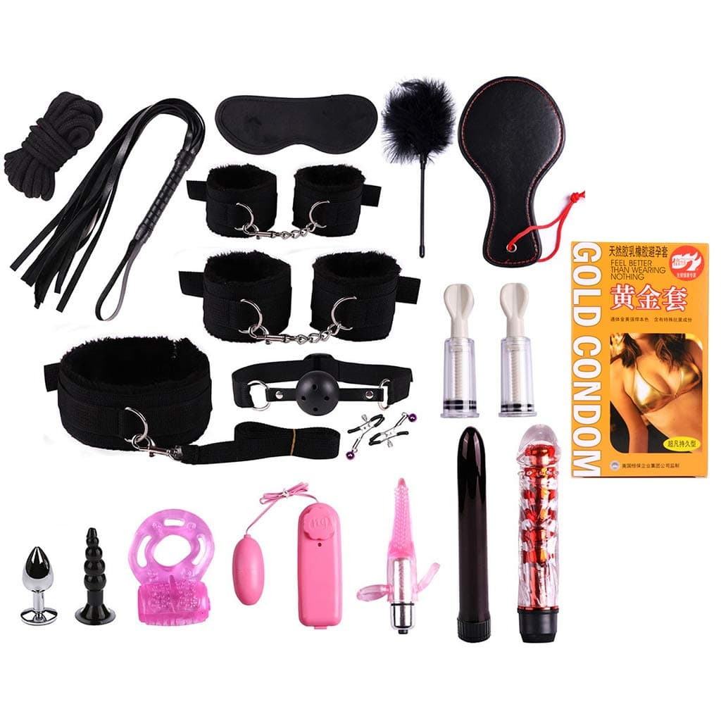 Guiseniour 19 PC/Set Leather Set Special Binding Set SM Kit for Couple Adult Sexy Toy (Black)