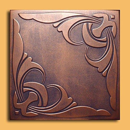 Antique Ceilings Inc - Monaco Copper Graphite - Styrofoam Ceiling Tile (Package of 10 Tiles)