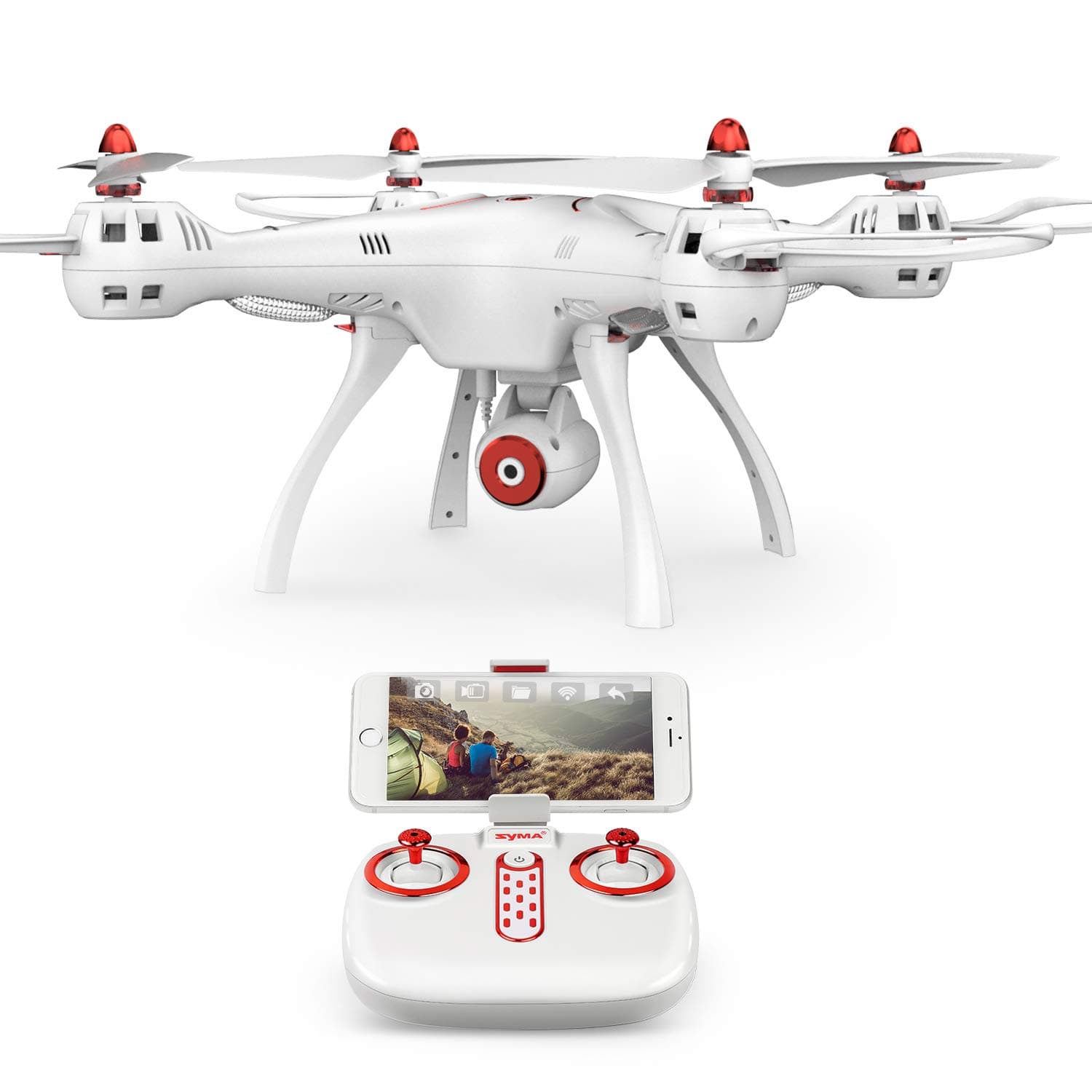 DoDoeleph Syma X8SW RTF FPV Real Time 4 CH 2.4Ghz 6 Axis Gyro Remote Control RC Quadcopter UFO Helicopter Drone HD Camera Altitude Hold Headless Mode Hover Function One Key Take Off Landing White