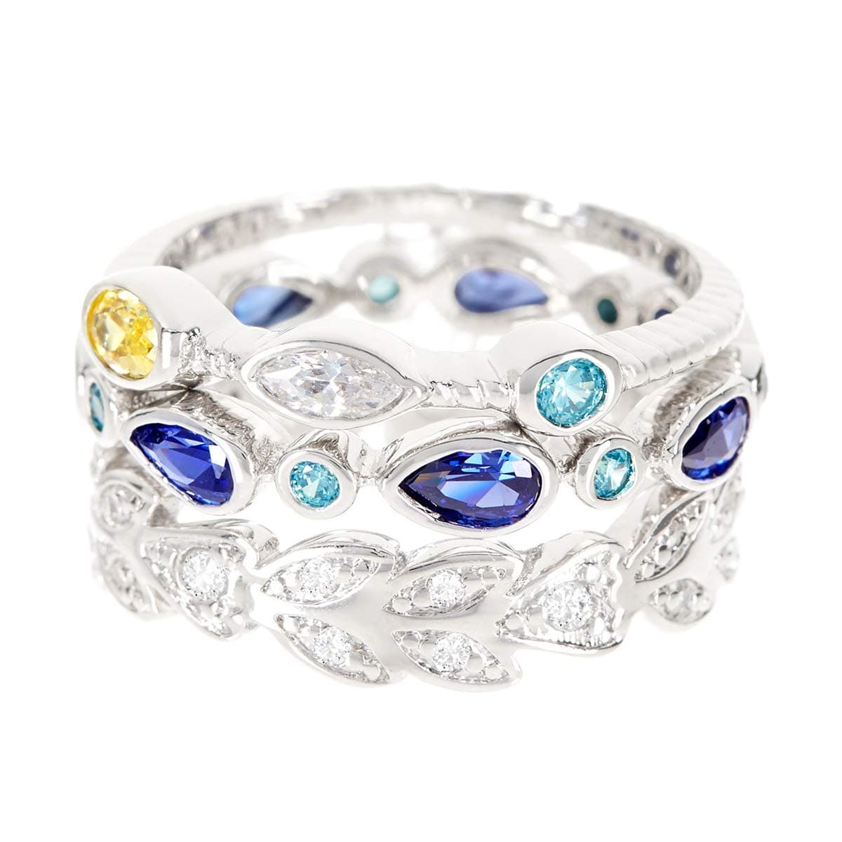 Blue CZ Wholesale Gemstone Jewelry Stackable Ring Set