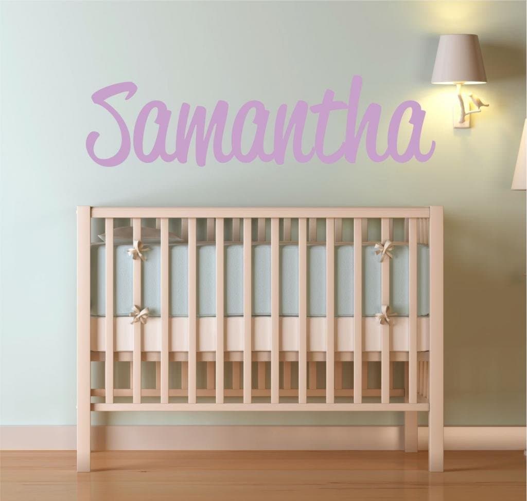 Fancy Cursive Single Personalized Custom Name Vinyl Wall Art Decal Sticker 45" W, Girl Name Decal, Girls Name, Nursery Name, Girls Name Decor, Girls Bedroom Decor, PLUS FREE 12" WHITE HELLO DOOR DECAL