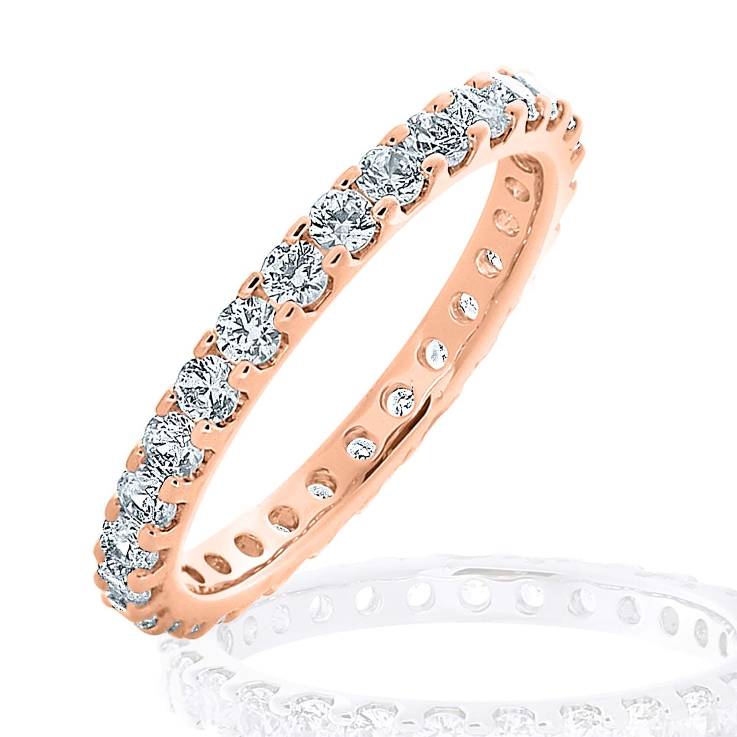 Eternity Wedding Bands 18K Gold 1.0 CT Eternity Stackable Diamond Anniversary Ring