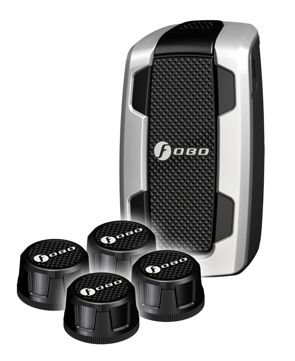 FOBO Tire Bluetooth 4.0 Theft Deterrent Android and iOS Compatible Tire Pressure Monitoring System with Car Unit and 4 Tire Sensors