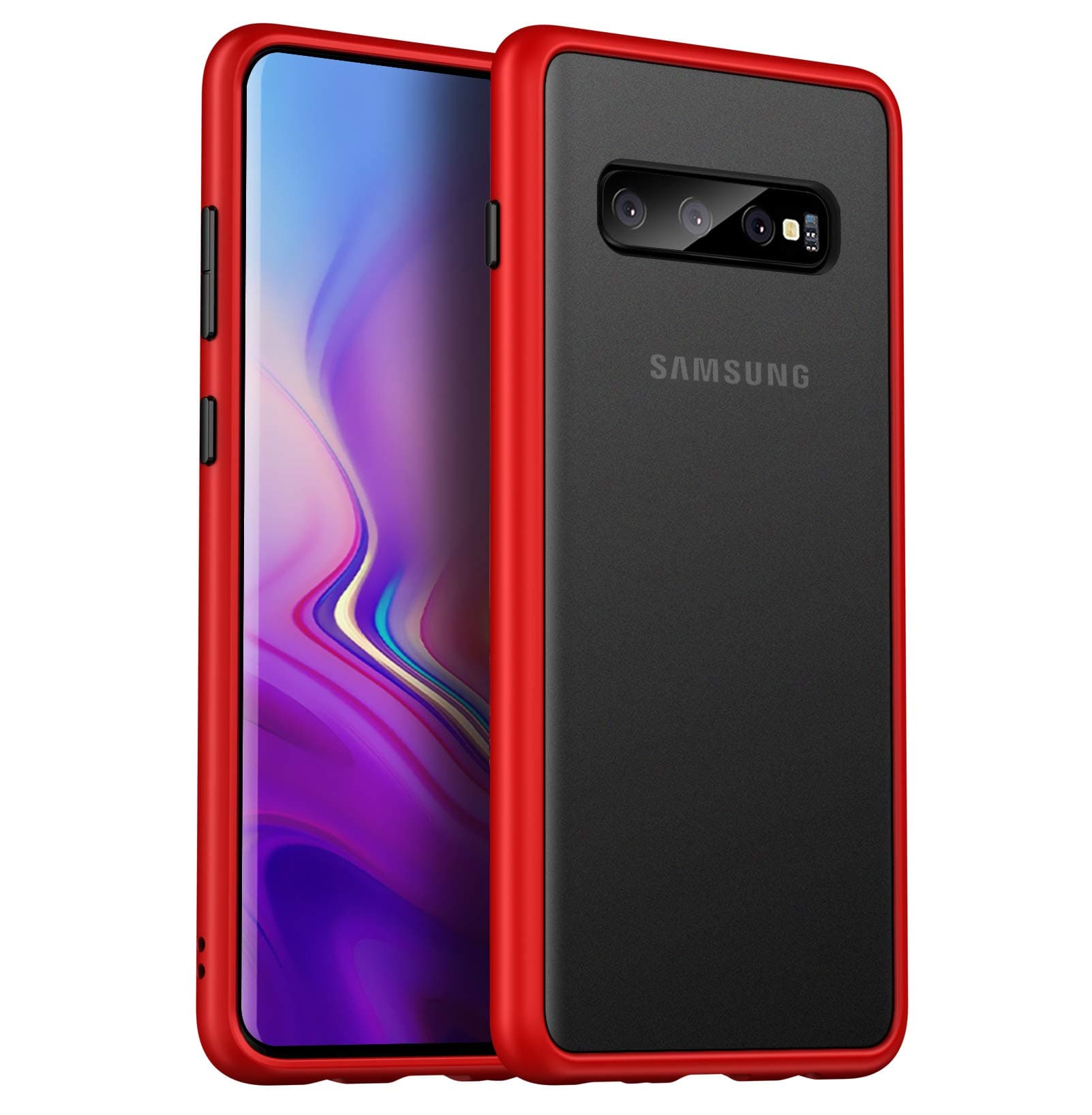 MKOAWA Slim Fit for Galaxy S10 Plus Case 6.4 Inch, Translucent Matte Case with Soft Edges, Shockproof Protective Case Cover for Samsung Galaxy S10 Plus (2019) - Red