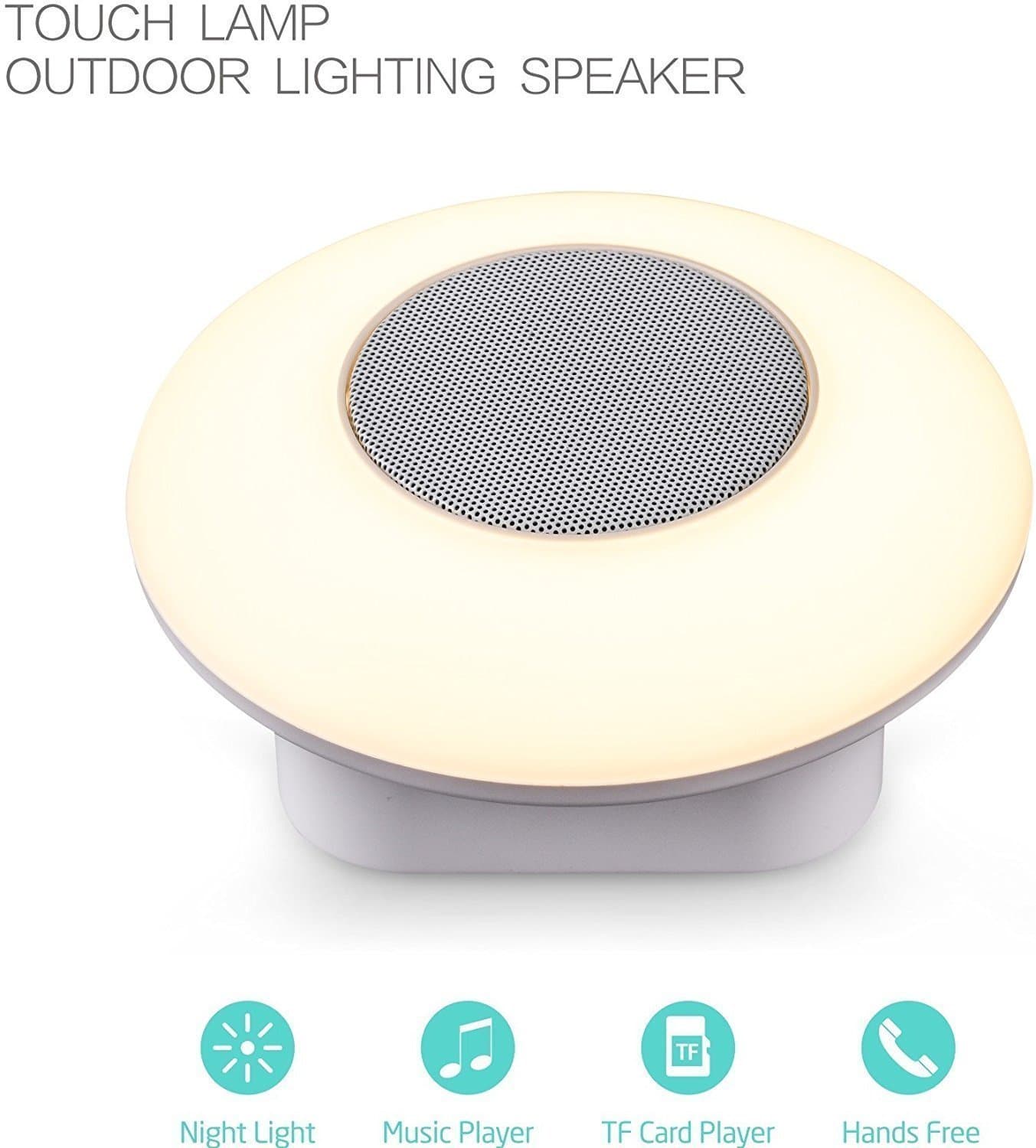 LUJII LED Portable Wireless Bluetooth Speaker, With Smart Touch Colorful Changing Dimmable Lamp/Night Light. Hands-Free Speakerphone, TF Card Slot, TF Card Supported AUX Input Music Player, FM radio, SOS light.