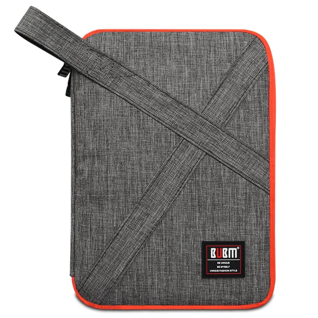 BUBM Designer Electronics Accessories Carry Case / Travel Organizer Bag with Handle / Electronics Accessories Bag / Battery Charger Case (Medium, Gray)