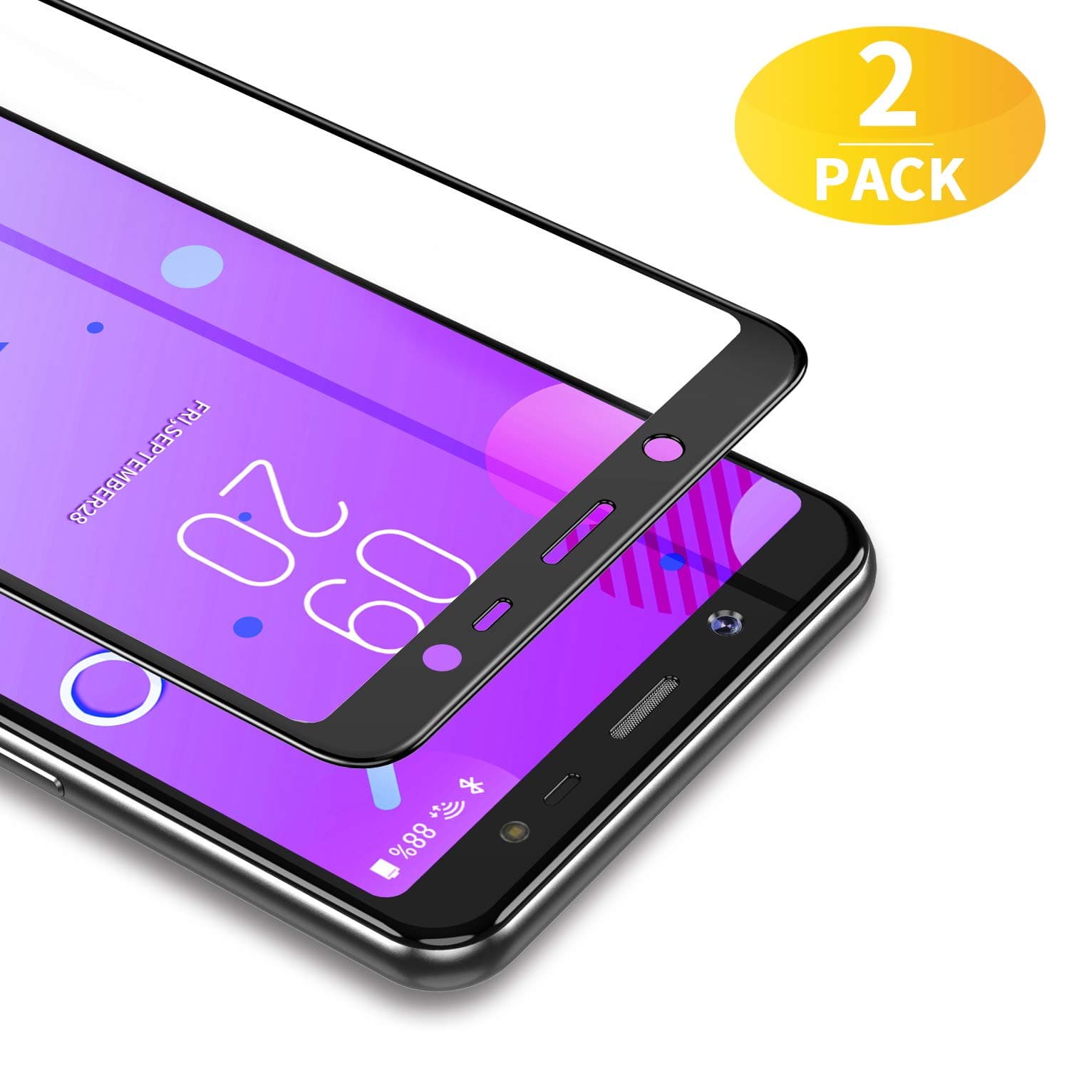 BANNIO Tempered Glass Screen Protector Compatible for Samsung Galaxy J6 2018, Full Sreen Tempered Glass Screen Protector Compatible for Samsung Galaxy J6 2018