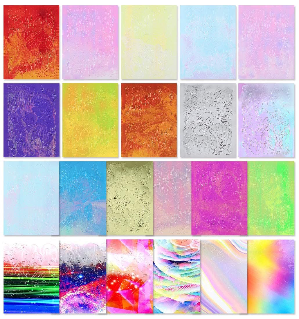 22 Pcs Flame Reflections Nail Stickers,Fire Flame Nail Art Decals, Nail Stencil for Nails Manicure Tape Adhesive Foils DIY Decoration