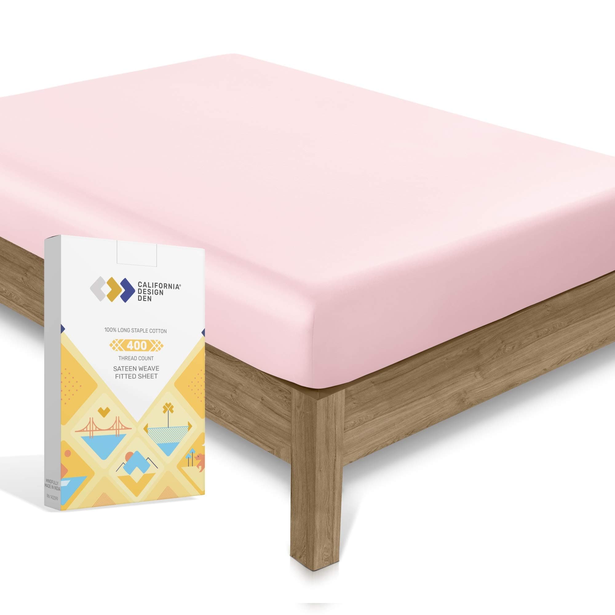 Softest Twin XL Fitted Sheet 100% Cotton 400 Thread Count, No Pop-Off Elastic, Deep Pocket Cooling Sheets, Durable Sateen Weave Bottom Sheet for Kids & Adults with Head & Foot Tags (Pink)