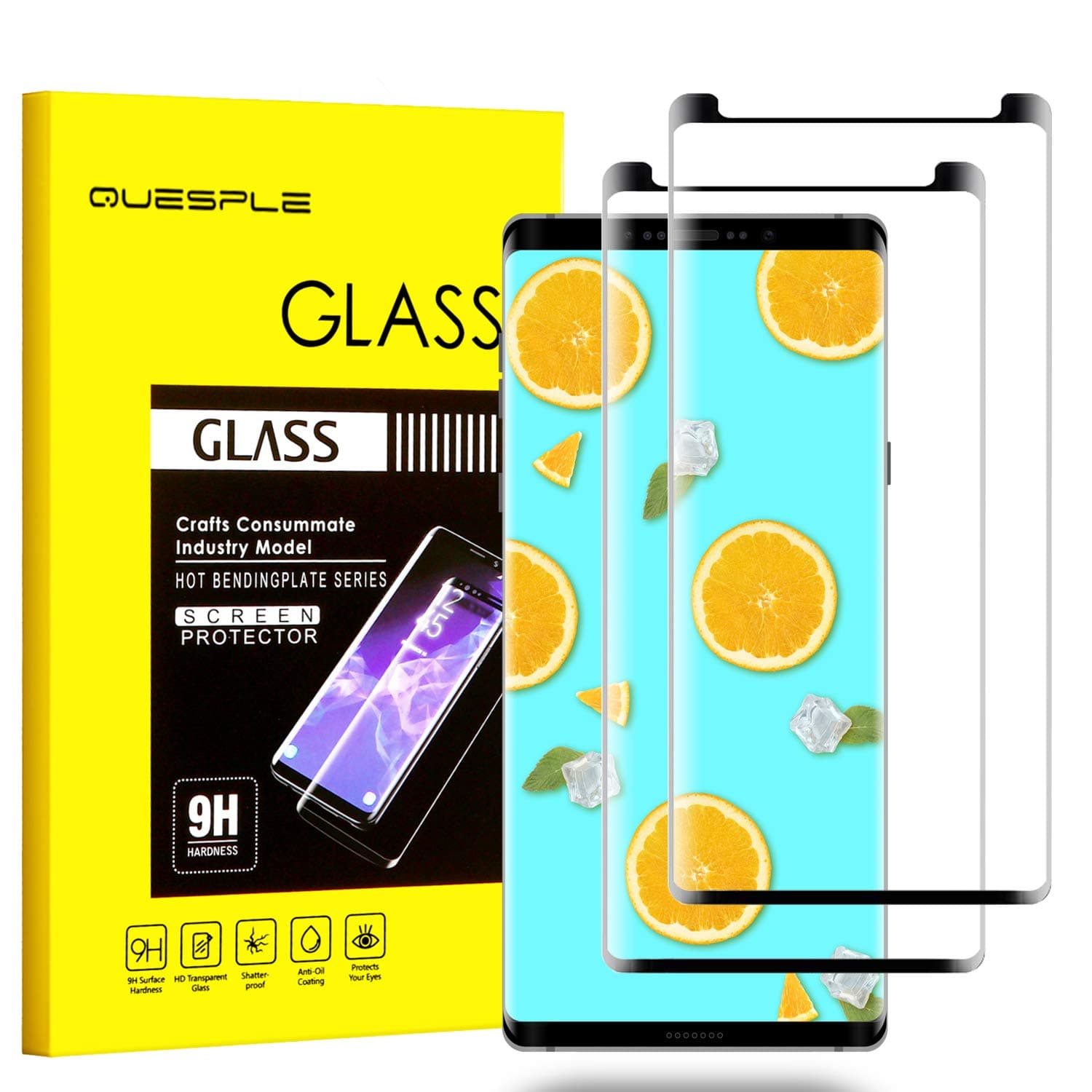 QUESPLE Galaxy Note 8 Screen Protector, [2-Pack] Tempered Glass Screen Protector [9H Hardness][Anti-Scratch][Anti-Bubble][3D Curved] [High Definition] [Ultra Clear] for Samsung Galaxy Note 8