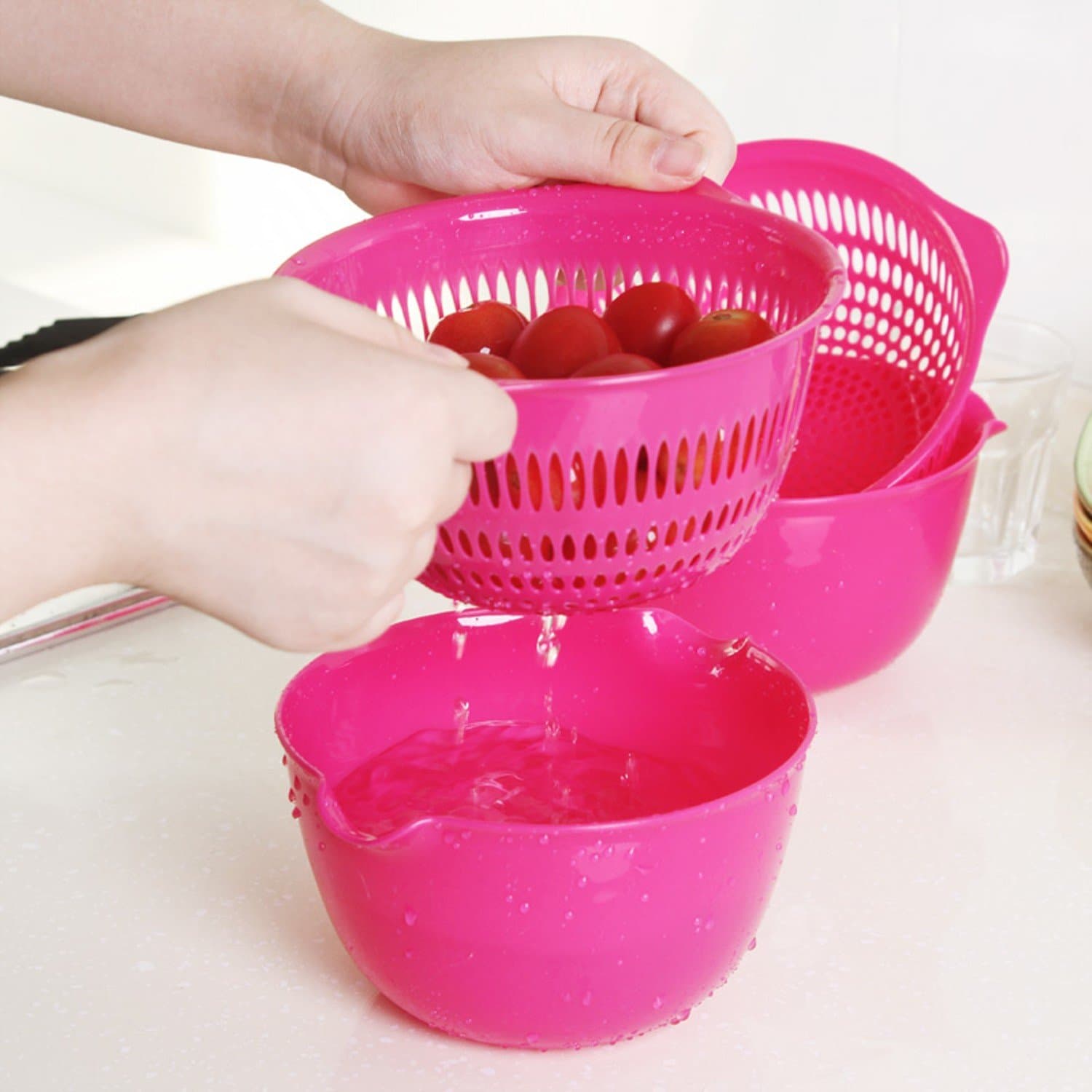 Plastic Storage Basket For Fruit Drain 2pcs/lot Wash And Vegetables, To Be A Plate,storage Small Items,drain Water