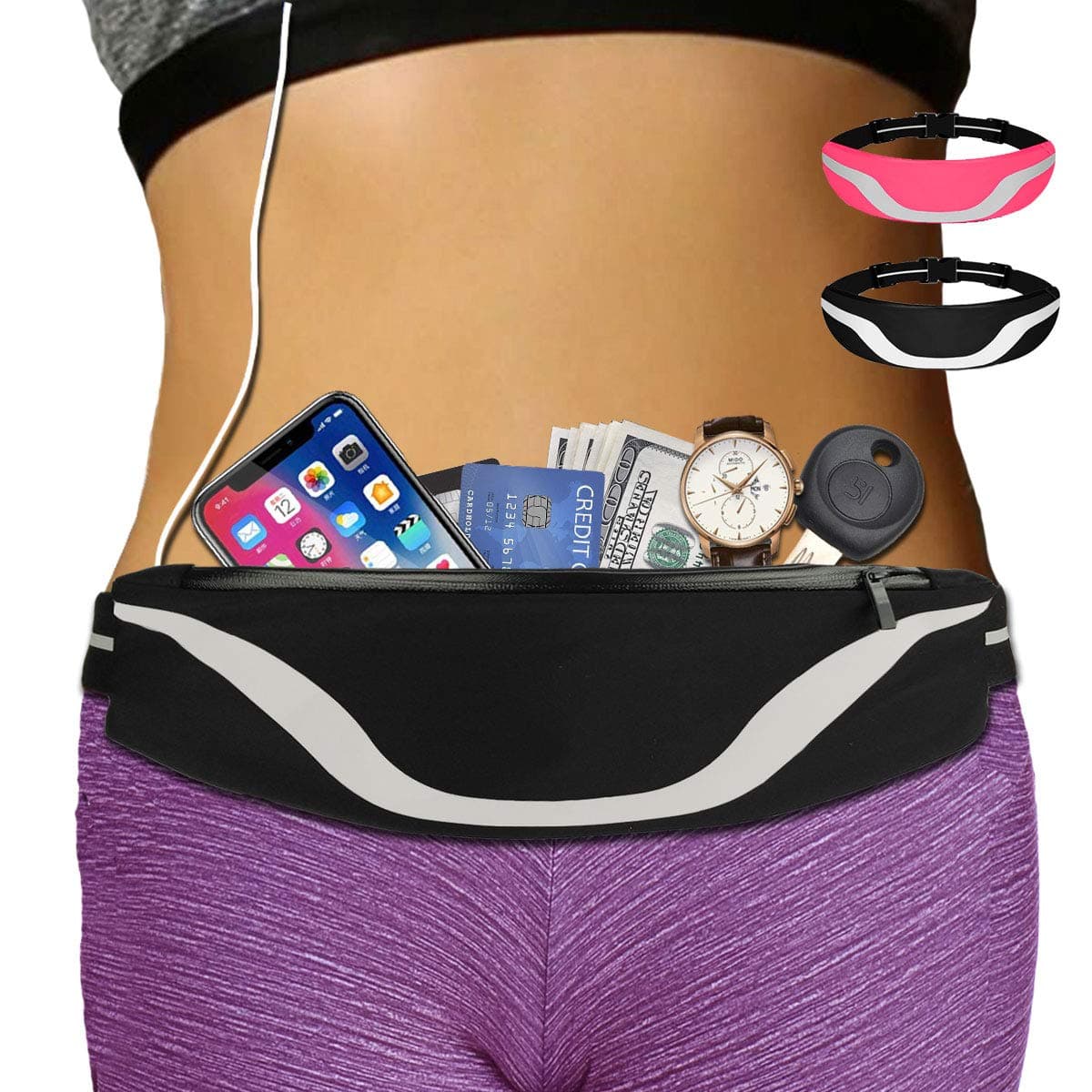 AIKENDO iPhone Running Pouch Belt 8 Plus, Adjustable Running Belt iPhone x 7 for Jogging,Workout,Travelling Fits All Phone, Running Fanny Pack for Men&Women,Phone Carrier Holder for Running