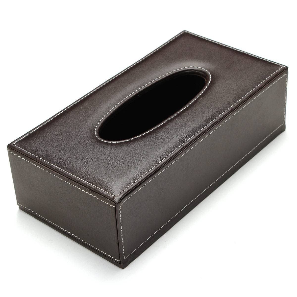 UK Global Tissue Box Holder Cover Case, PU Leather,Table,Car,Room,Office (LARGE, Brown)