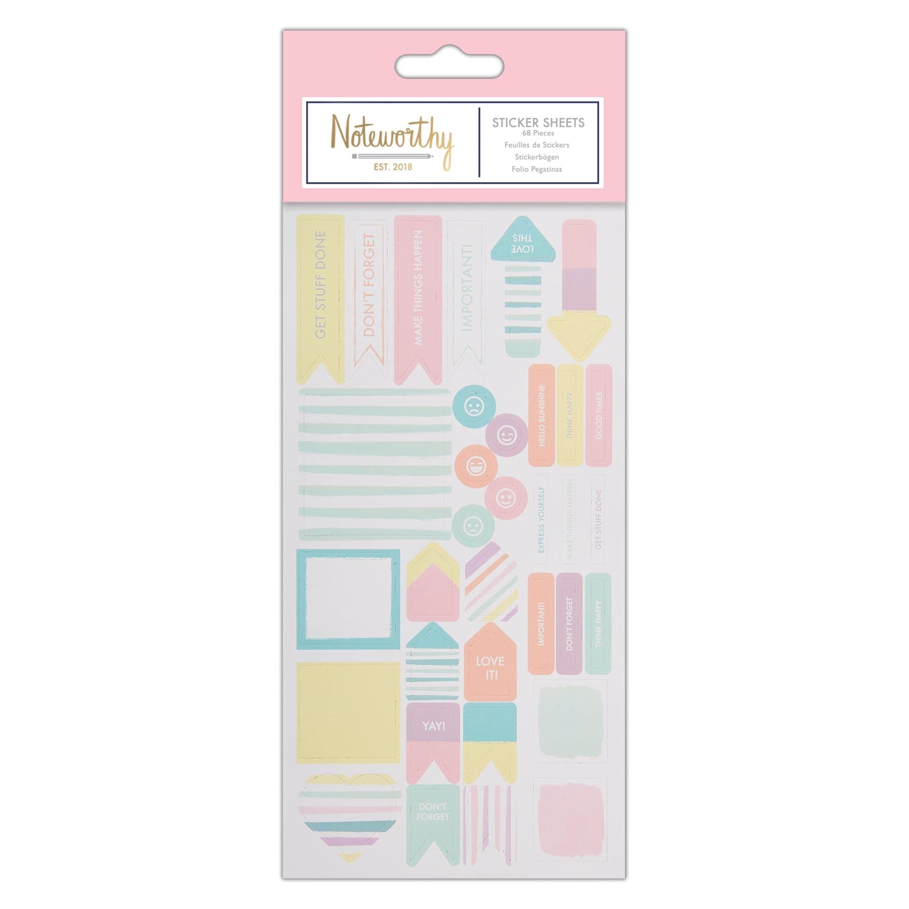 Noteworthy Pastel Hues - Sticker Sheet (68 pieces)