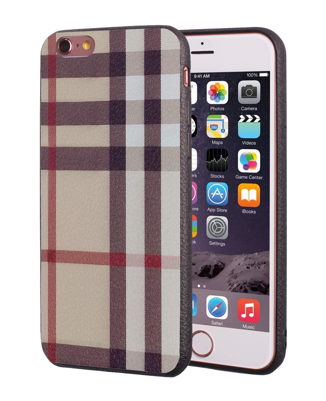 iphone 6/iphone 6s Case,Retro Plaid Stripes Black TPU Rubber Protective Cover for Apple iphone 6/iphone 6s 4.7 inch - Khaki Plaid