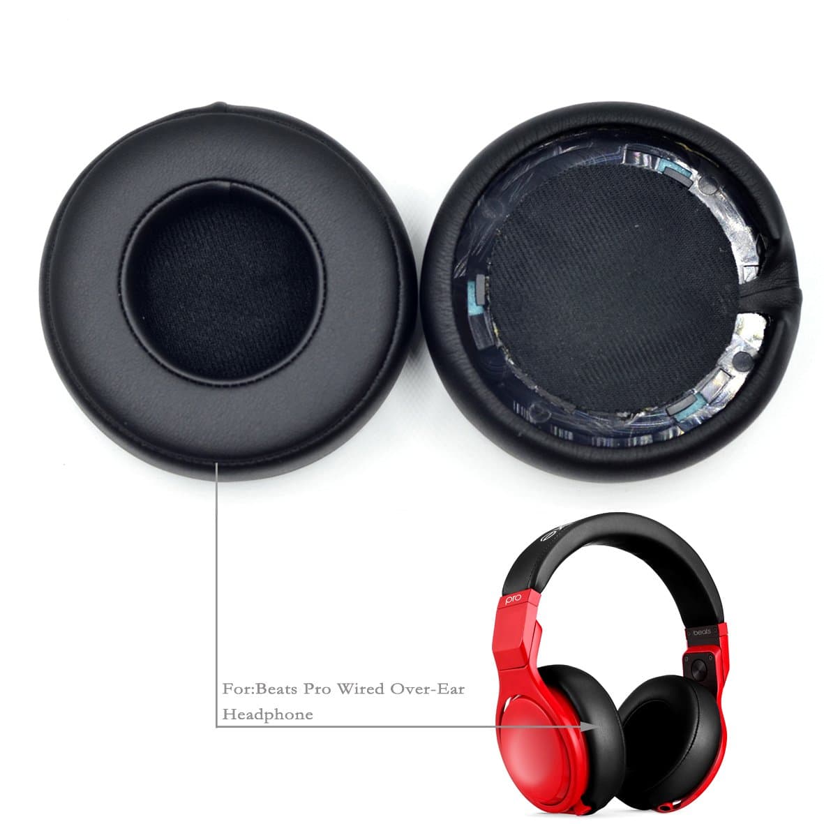 Replacement Ear Pads for Monster Beats by Dr. Dre Pro Detox Headphone Ear Pad/Ear Cushion/Ear Cups/Ear Cover/Earpads Repair Parts (Black)