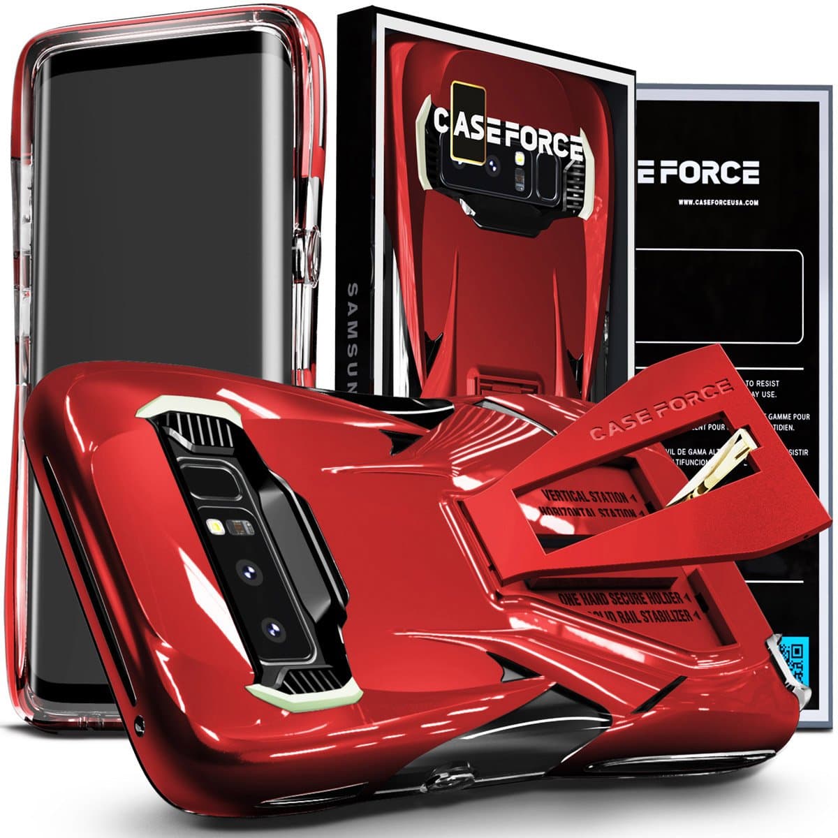 CASE FORCE Note 8 Case [Velocity Series] Best Ultimate for Girls Women Men, Kickstand Heavy Duty Military Grade Drop Protection,Clear TPU Unique Custom Design Cover (Wine Red)