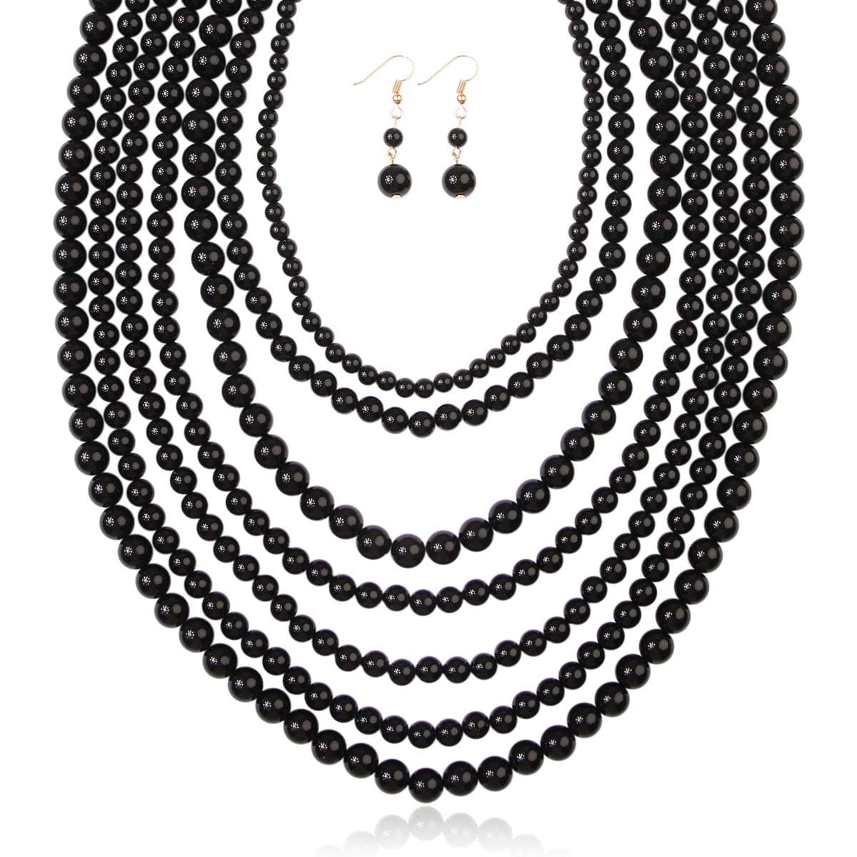 Chunky Cluster Bead Bubble Statement Necklace - Multi Strand Colorful Ball Hammock Collar, Sparkly Crystal Braided Twisted Bib