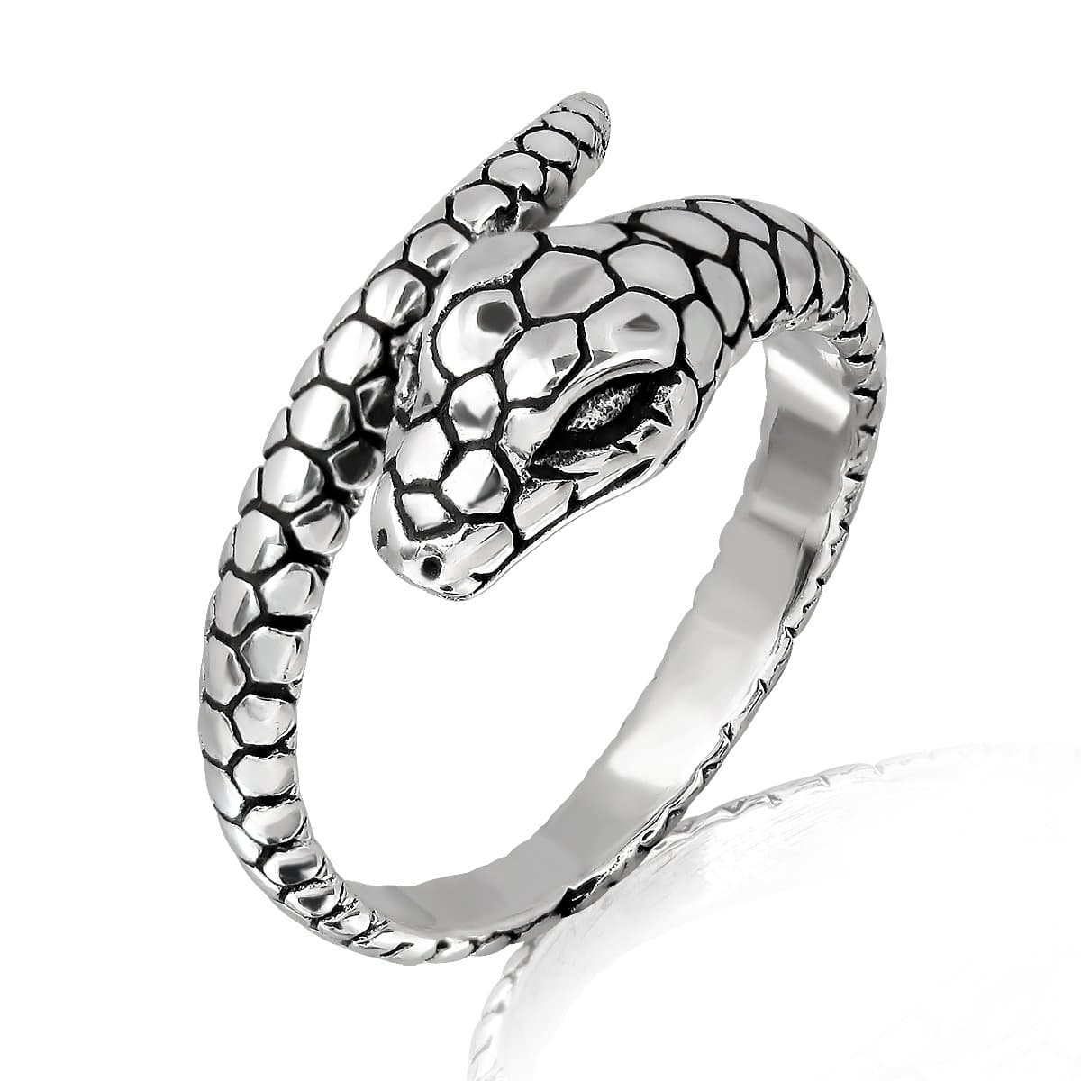 925 Sterling Silver Ouroboros Serpent Hoop Snake Infinity Ring