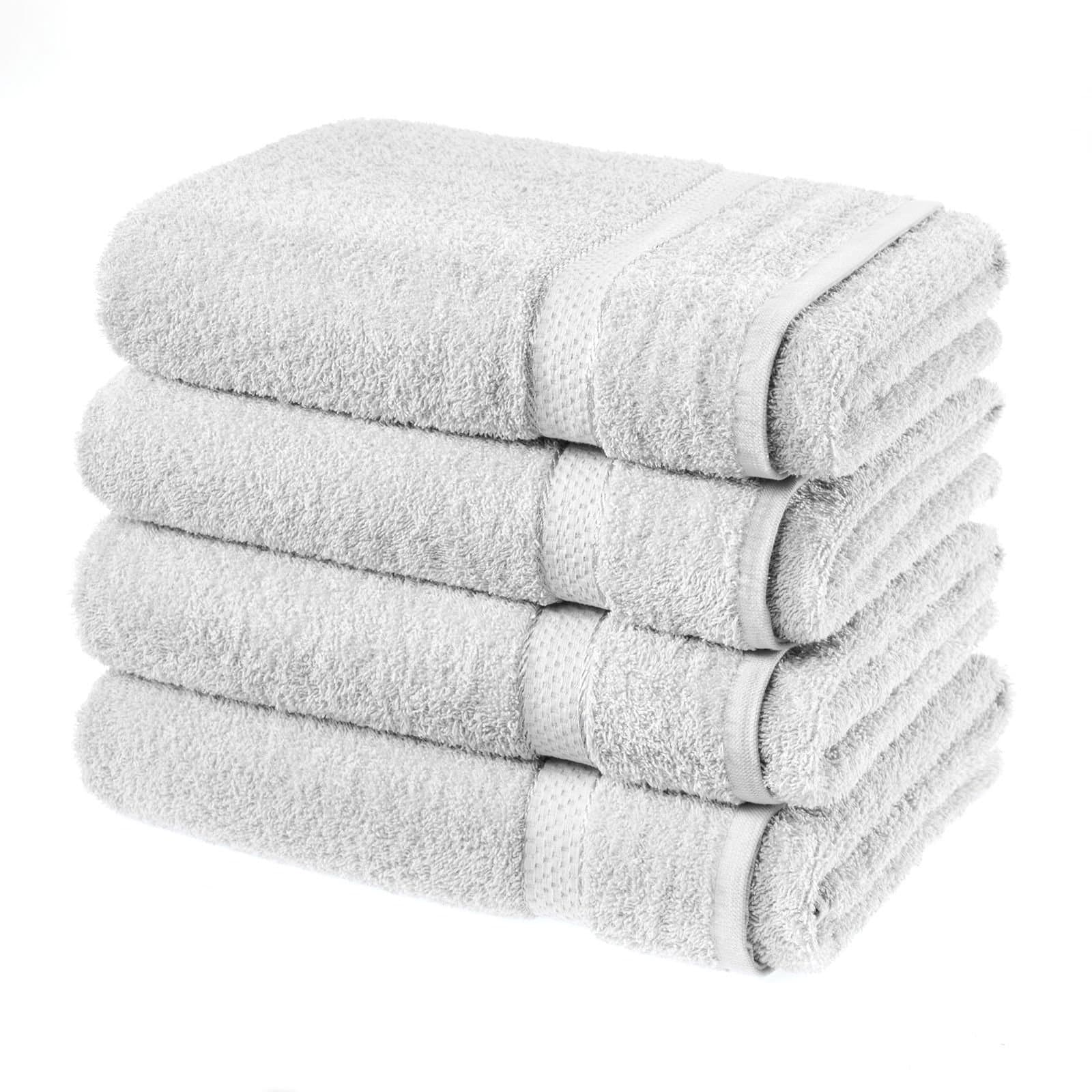 TEXTILE ARENA LUXURY 4 PACK BATH SHEETS 100% COTTON STRIPE BATHROOM SHOWER SHEET NEW (SILVER)