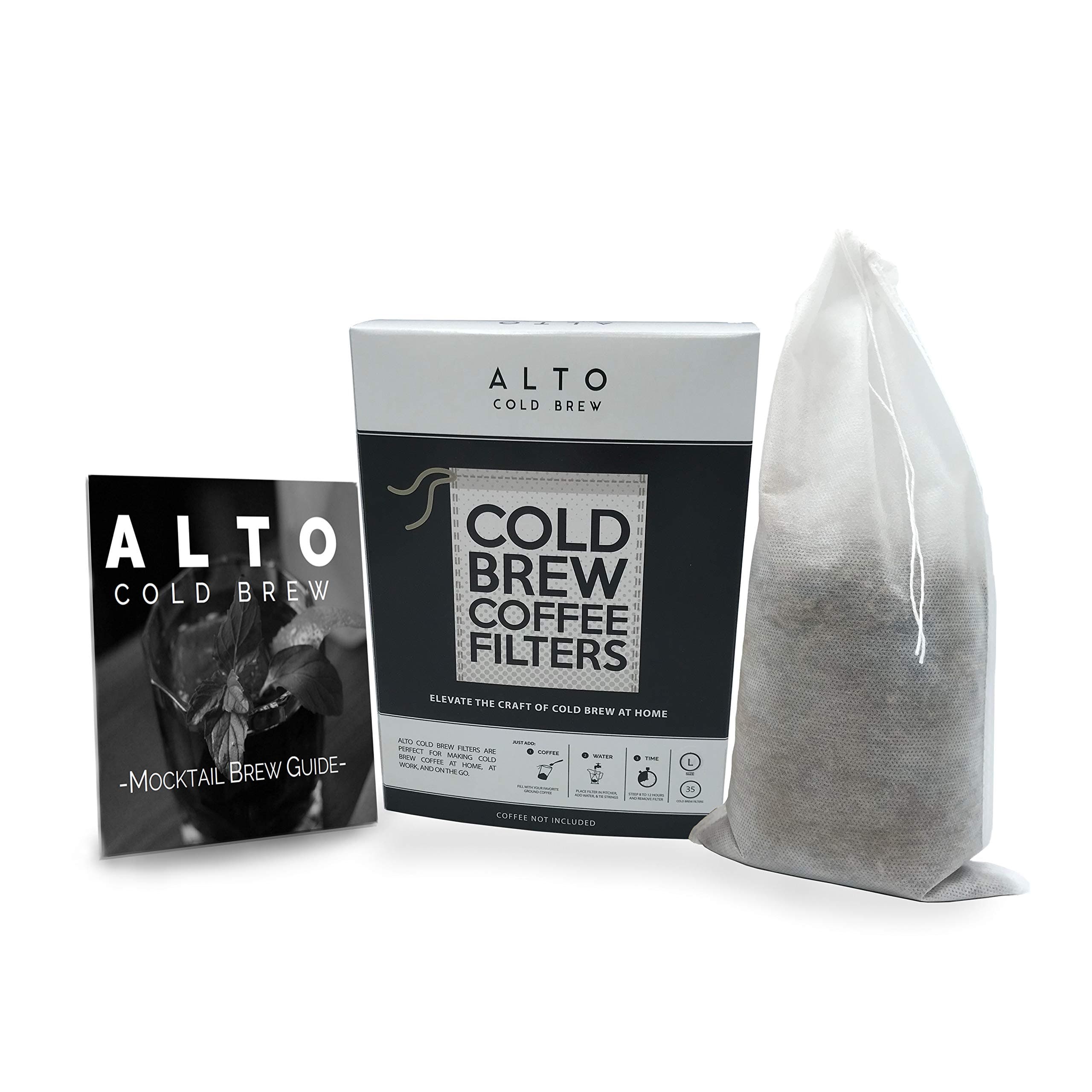 No Mess Disposable Cold Brew Coffee Filters - 35 Pack - Cleaner, Brighter Cold Brew, Without the Cleanup - Works for Tea, Iced Coffee, Cold Press, French Press (Gallon Pitcher Size)