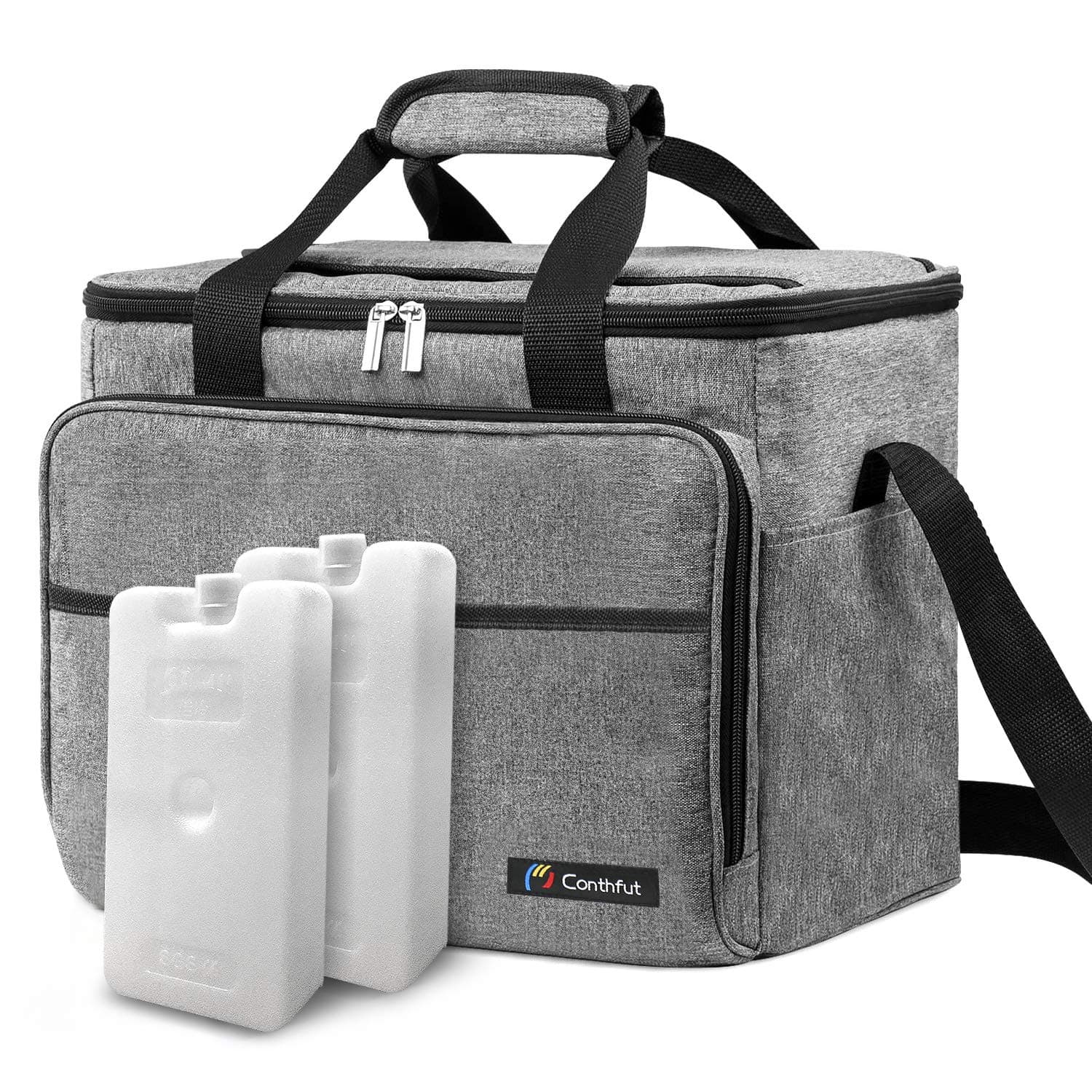 Conthfut Soft Cooler Bag, 40-Can Large and 2 Ice Packs Insulated Leakproof Collapsible Soft Sided Coolers Cooler Bags Travel Bag for Outdoor Travelling Long Shifts Work Hiking Beach Picnic Camping