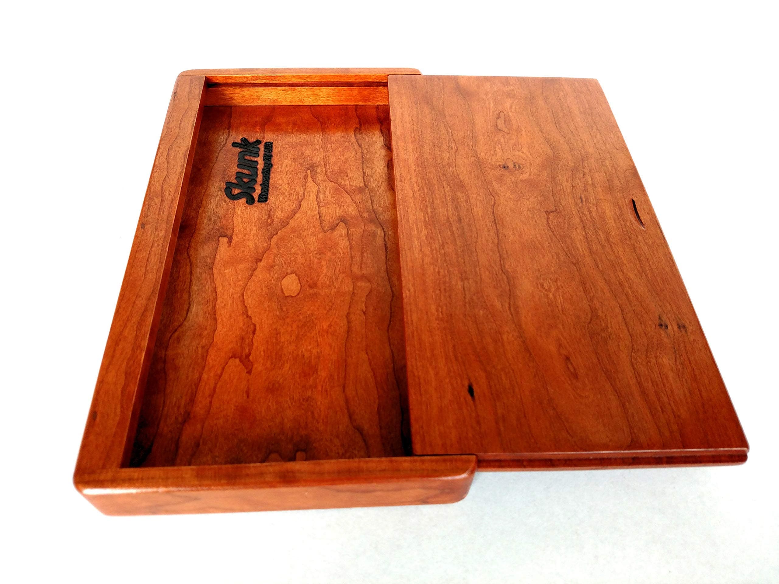 Skunk Woodworking Cherry Rolling Tray with Lid or Stash Box