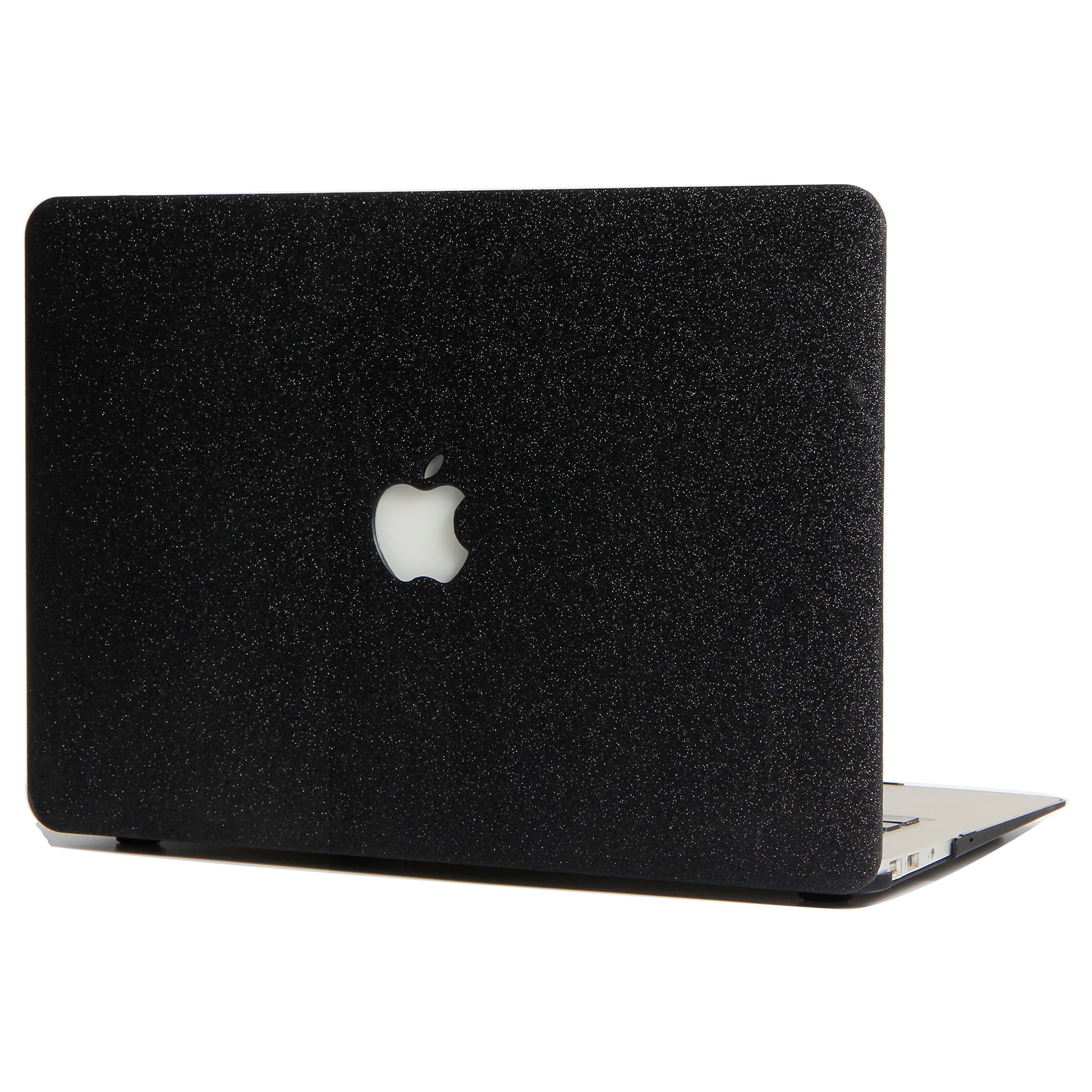 L2W Hard Case For Apple MacBook Old Air 13.3 Inch Model A1466/A1369 Laptop Computer Accessories External Plastic Protection PU Leather Cover Shell,Glitter Design Black